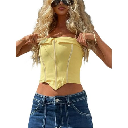 Biekopu Women Corset Bandeau Tops Solid Color Summer Casual Strapless Zipper Sleeveless Off-shoulder Crop Tops Streetwear
Biekopu Women Corset Bandeau Tops Solid Color Summer Casual Strapless Zipper Sleeveless Off-shoulder Crop Tops Streetwear