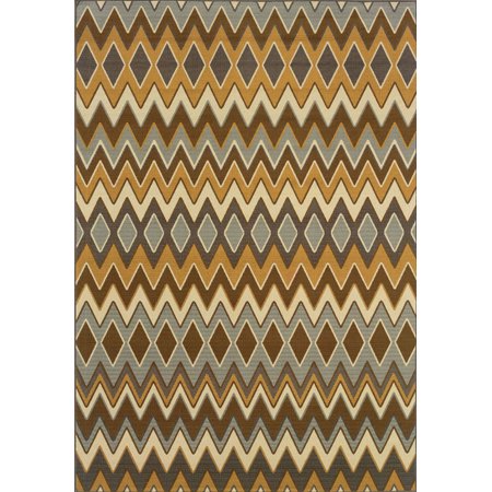 Moretti Thorn Area Rugs - 1732D Outdoor Grey Patio Zig Zag Stripes Lines Rug