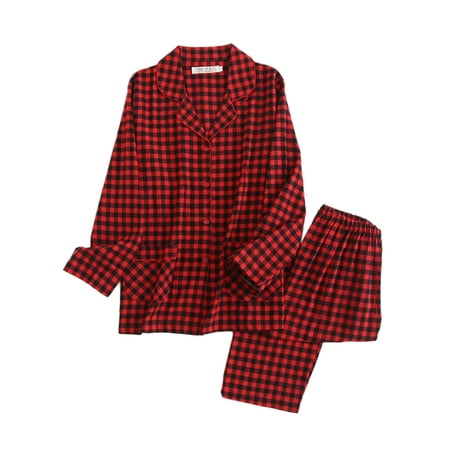 Lumento Ladies Pajamas Sets Long Sleeve Nightwear Lapel Neck Sleepwear Casual Lounge Set Check Print Red 2XL
Lumento Ladies Pajamas Sets Long Sleeve Nightwear Lapel Neck Sleepwear Casual Lounge Set Check Print Red 2XL