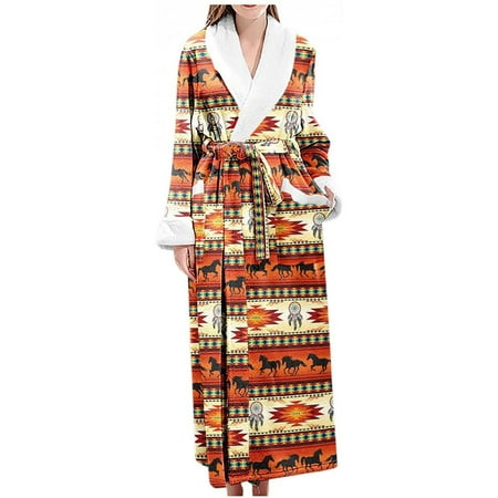 Soft Warm Bathrobe for Women Trendy Vintage Folk Graphic Long Sleeve Loungewear Open Front Lapel Pajamas Top with Belt
Soft Warm Bathrobe for Women Trendy Vintage Folk Graphic Long Sleeve Loungewear Open Front Lapel Pajamas Top with Belt