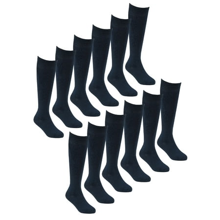 12 Pair Multipack Girls Knee High Bamboo Socks | Sock Snob | Soft Plain Long School Socks for Kids