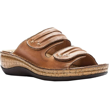 Women s Propet June Slide Tan Full Grain Leather 6 D