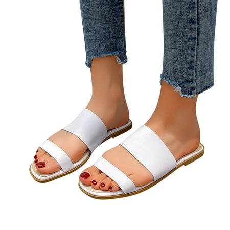 uikmnh Women Shoes Ladies Fashion Summer Solid Color Leather Versatile Casual Flat Slippers White 9
uikmnh Women Shoes Ladies Fashion Summer Solid Color Leather Versatile Casual Flat Slippers White 9