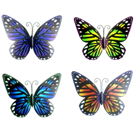 Jpgif Handmade Wrought Iron Metal Butterfly Mural for Home Decoration and Outdoor 4PC