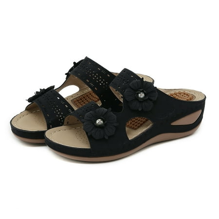 Cathalem Wedges Sandals for Women Wide Women Summer Flowers Casual Open Toe Wedges Massage Soft Bottom Slippers Breathable Slip Sandal Black 9
Cathalem Wedges Sandals for Women Wide Women Summer Flowers Casual Open Toe Wedges Massage Soft Bottom Slippers Breathable Slip Sandal Black 9