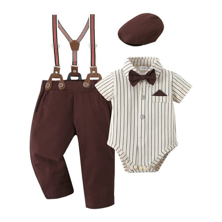 Baby Boy Clothes Outfit Suit Formal Romper Short Sleeve Shirts Suspender Pants Hat Bowtie 0-18M 4pcs
Baby Boy Clothes Outfit Suit Formal Romper Short Sleeve Shirts Suspender Pants Hat Bowtie 0-18M 4pcs