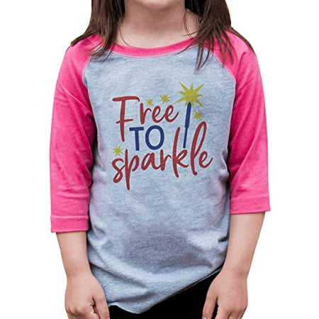 7 ate 9 Apparel Girls Patriotic 4th of July Shirt - Free to Sparkle Pink Shirt 6 Months