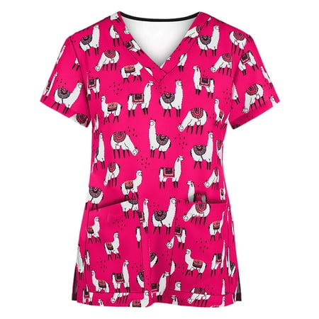 Womens Christmas Printed Scrub_Tops Short Sleeve V Neck Workwear Nursing_Tops Cute Cartoon Working Uniform Tshirt
Womens Christmas Printed Scrub_Tops Short Sleeve V Neck Workwear Nursing_Tops Cute Cartoon Working Uniform Tshirt