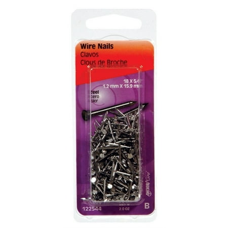 Hillman Wire Nails 5/8 Bright Steel 18 Ga Polybox 2 Oz Pack of 6