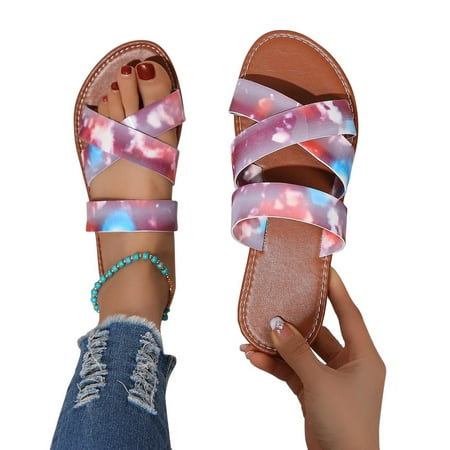 

Awdenio Women s & Men s Sandals Women s Star Sky Print Slide Sandals Trendy Strap Slip On Flats Women s Versatile Outdoor Shoes