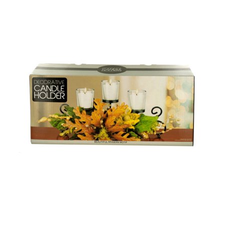 Festive Candle Holder with Leaf Bouquet (Lot of 6)