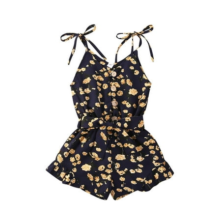 Suanret Toddler Baby Girls Summer Jumpsuit Spaghetti Tie Strap Button Floral Sleeveless Romper Shorts Outfits Black 1-2 Years
Suanret Toddler Baby Girls Summer Jumpsuit Spaghetti Tie Strap Button Floral Sleeveless Romper Shorts Outfits Black 1-2 Years