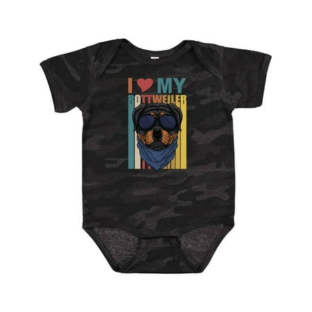 Inktastic I Love My Rottweiler Dog Gift Baby Boy or Baby Girl Bodysuit
