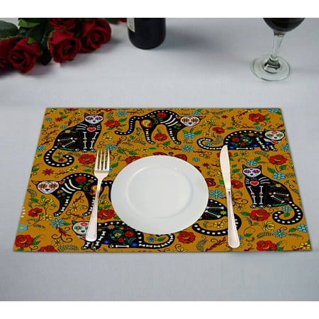 ECZJNT Orange calavera cats sugar skills Placemat Table Mat Cup Mat 12x18 inch Set of 2
ECZJNT Orange calavera cats sugar skills Placemat Table Mat Cup Mat 12x18 inch Set of 2