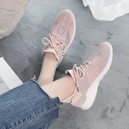 Women‘s Knit Lightweight Mesh Lace Up Sneakers Breathable Mesh Running Shoes Women‘s Footwear