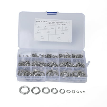 Tmosphere 275PCS/Set Stainless Spring Washers Spring Washers M2-16M Split M2-16M Split Lock Washer Gasket Repair Accessories Kit 10 Sizes
Tmosphere 275PCS/Set Stainless Spring Washers Spring Washers M2-16M Split M2-16M Split Lock Washer Gasket Repair Accessories Kit 10 Sizes
