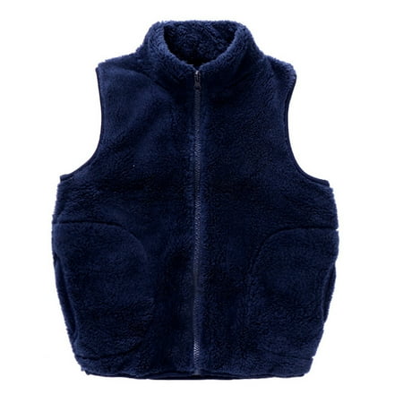 ZHUASHUM Boys Girls Winter Solid Fleece Zippered Thicken Warm Outwear