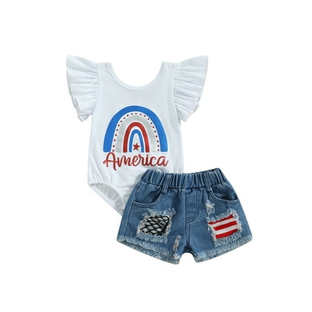 Qtinghua Toddler Baby Girls 4th of July Outfit American Ruffle Short Sleeve Romper Tops Ripped Denim Jeans Shorts Set White 3-4 Years
Qtinghua Toddler Baby Girls 4th of July Outfit American Ruffle Short Sleeve Romper Tops Ripped Denim Jeans Shorts Set White 3-4 Years