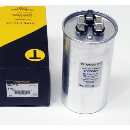 TitanPro TRCD8075 HVAC Round Dual Motor Run Capacitor. 80/7.5 MFD/UF 370 Volts