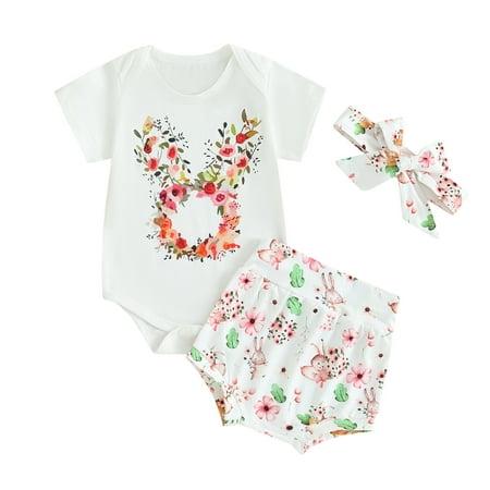 Suealasg Baby Girls Easter Outfits Set 6M 12M 18M 24M Infant Girls Short Sleeve Floral Bunny Print Romper Tops Shorts Headband Set 3PCS Casual Summer Clothing for Toddler Girls
Suealasg Baby Girls Easter Outfits Set 6M 12M 18M 24M Infant Girls Short Sleeve Floral Bunny Print Romper Tops Shorts Headband Set 3PCS Casual Summer Clothing for Toddler Girls