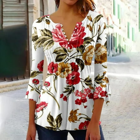 Idoravan Three Quarter Length Sleeve Tops for Women Clearance Women s Casual Trumpet 3/4 Sleeve Printed Buttoned Basic Ruched Corset Tunic Tops Pleated T-shirts Blouses
Idoravan Three Quarter Length Sleeve Tops for Women Clearance Women s Casual Trumpet 3/4 Sleeve Printed Buttoned Basic Ruched Corset Tunic Tops Pleated T-shirts Blouses
