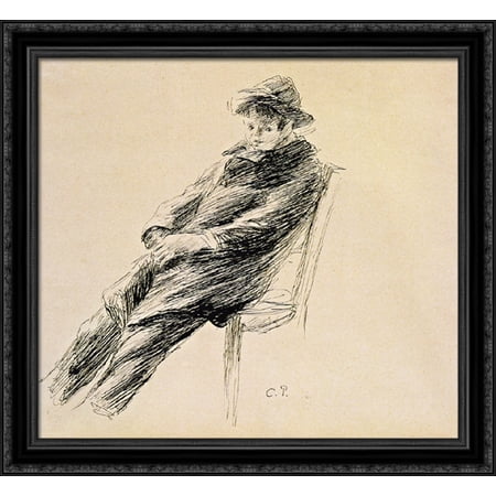 Portrait of Ludovic Rodo Pissarro 30x28 Large Black Ornate Wood Framed Canvas Art by Camille Pissarro