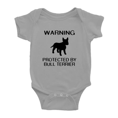 Warning: Protected by A Bull Terrier Dog Funny Baby Rompers Infant Clothes (Gray 12-18 Months)
Warning: Protected by A Bull Terrier Dog Funny Baby Rompers Infant Clothes (Gray 12-18 Months)