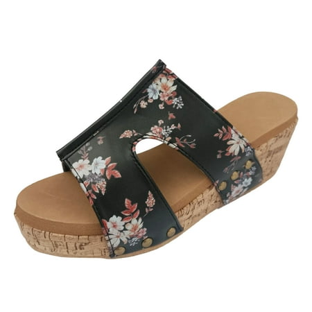 MIASHUI Summer Sandals for Women 2024 Women Slip On Flowers Print Casual Open Toe Wedges Comfortable Beach Shoes Sandals Black 7.5
MIASHUI Summer Sandals for Women 2024 Women Slip On Flowers Print Casual Open Toe Wedges Comfortable Beach Shoes Sandals Black 7.5