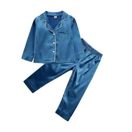 Shuttle tree Toddler Baby Satin Silk Pjs Set Long Sleeve Button Tops + Pants Solid Color Outfits
Shuttle tree Toddler Baby Satin Silk Pjs Set Long Sleeve Button Tops + Pants Solid Color Outfits