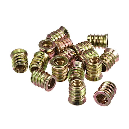 Uxcell M10x20mm Furniture Screw-in Nut Carbon Steel Color Zinc Plating 16 Pack