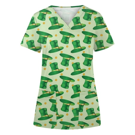 Frostluinai Savings Clearance St. Patrick s Day Scrub Tops for Women Short Sleeve V Neck Pattern Print Workwear Tunic Top with Pockets
Frostluinai Savings Clearance St. Patrick s Day Scrub Tops for Women Short Sleeve V Neck Pattern Print Workwear Tunic Top with Pockets