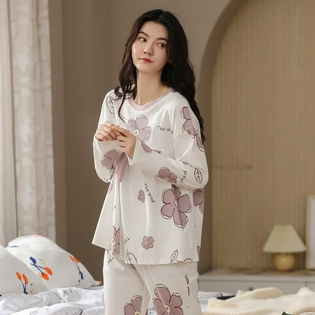 QWZNDZGR Spring Autumn Knitted Cotton Elegant Women Floral Pajama Sets Sleepwear Casul Lounge Set Plaid Pants Pajamas Womens Home Fashion
QWZNDZGR Spring Autumn Knitted Cotton Elegant Women Floral Pajama Sets Sleepwear Casul Lounge Set Plaid Pants Pajamas Womens Home Fashion
