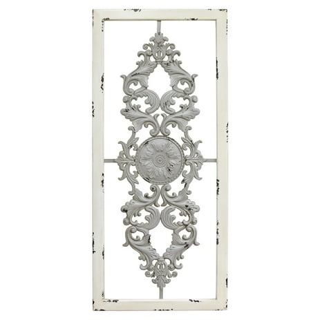 Stratton Home Decor Grey Scroll Panel Metal Wall Decor