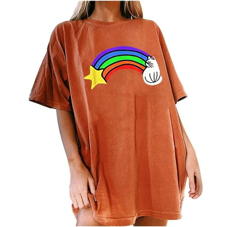 Mrat Short Sleeve Round-Neck Blouses & Shirts Womens Summer Short Sleeve Basic Shirts Ladies Vintage Drop Sleeves Rainbow Printed Pattern Casual Short Sleeve Tops Short Sleeve Corset Tops
Mrat Short Sleeve Round-Neck Blouses & Shirts Womens Summer Short Sleeve Basic Shirts Ladies Vintage Drop Sleeves Rainbow Printed Pattern Casual Short Sleeve Tops Short Sleeve Corset Tops