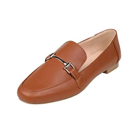 Feversole Women s Fashion Trim Deco Loafer Slippers Camel Grain Size 8 M US
