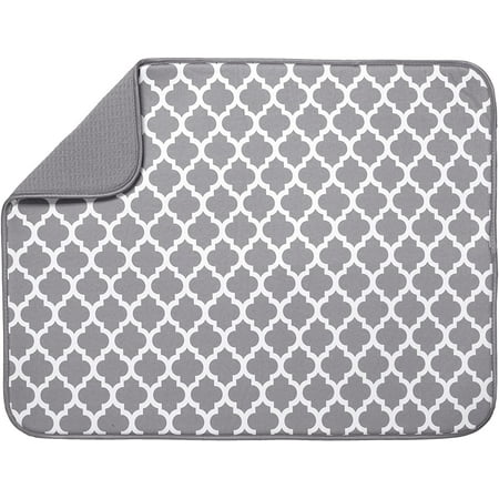 Absorbent Reversible XL Microfiber Dish Drying Mat for Kitchen 18 Inch x 24 Inch White Trellis
Absorbent Reversible XL Microfiber Dish Drying Mat for Kitchen 18 Inch x 24 Inch White Trellis