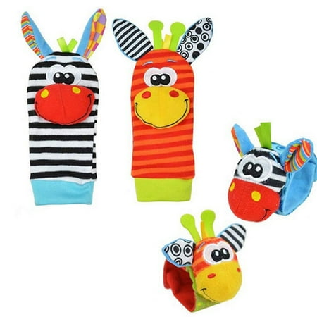 Binpure Baby Socks Rattle Toy Cute Cartoon Foot Finder with Wrist Bracelet