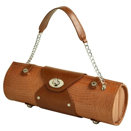 Picnic at Ascot Leather Wine Carrier and Purse - Lizard