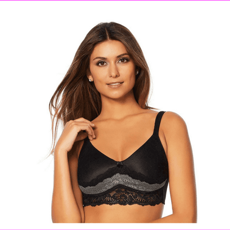 Rhonda Shear Molded Cup Bra with Lace Trim in Black XL (616812)