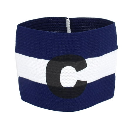 White Blue Stripe Design Stretchy Tension Football Sports Captain Armband Badge