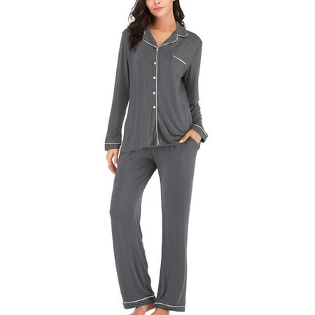 Wisremt Women s V-neck Long Sleeve Trousers Pajamas Suit Button Down Nightwear Soft Lounge Sets
Wisremt Women s V-neck Long Sleeve Trousers Pajamas Suit Button Down Nightwear Soft Lounge Sets