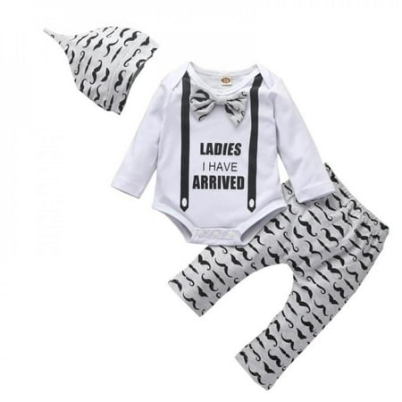 Leonard New 3Pcs Baby Boy Clothes Set Newborn Letter Printed Long-sleeved Gentleman Romper Trousers Hat Outfits
Leonard New 3Pcs Baby Boy Clothes Set Newborn Letter Printed Long-sleeved Gentleman Romper Trousers Hat Outfits