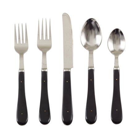 Saro Lifestyle Bone Style Design Stainless Steel Flatware - Set of 5 - Black