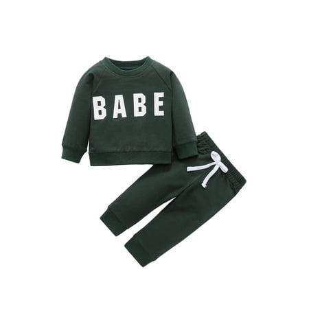wsevypo Newborn Baby Boy Girl Clothes BABE Letter Printed Unisex Solid Outfit Long Sleeve Warm Pullover Pant Set
wsevypo Newborn Baby Boy Girl Clothes BABE Letter Printed Unisex Solid Outfit Long Sleeve Warm Pullover Pant Set