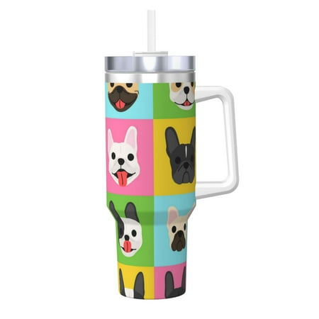 French Bulldog Faces Background Pop Art 40oz Car Insulated Cups Ice Bully Cup with Handle Double Stainless Steel Vacuum Tumblers Water Bottle with Lid and Straw
French Bulldog Faces Background Pop Art 40oz Car Insulated Cups Ice Bully Cup with Handle Double Stainless Steel Vacuum Tumblers Water Bottle with Lid and Straw