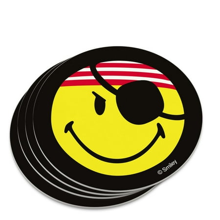 Smiley Smile Pirate Happy Yellow Face Novelty Coaster Set