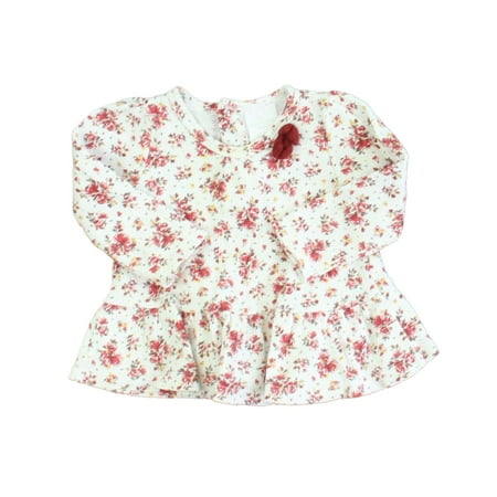 Pre-owned Laura Ashley Girls White | Red Long Sleeve Shirt size: 6-9M