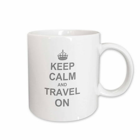 

3dRose Keep Calm and Travel on - carry on globe traveling - World Traveler gifts - fun funny humor humorous Ceramic Mug 15-ounce