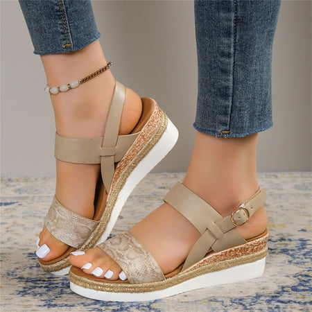 bvgfsahne Ladies Fashion Lines Print Leather Open Toe Buckle Sloping Heel Thick Sole Sandals
bvgfsahne Ladies Fashion Lines Print Leather Open Toe Buckle Sloping Heel Thick Sole Sandals