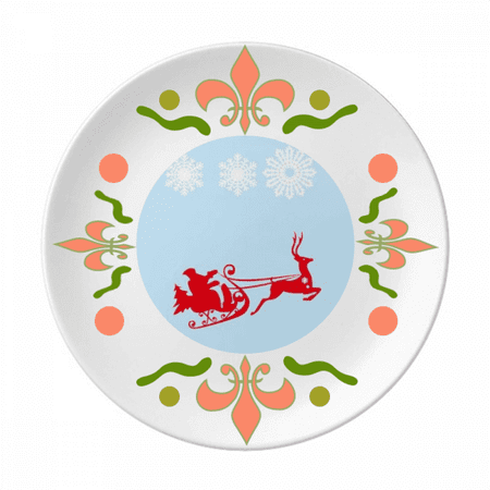 mas Elk Sled Snowflake Pattern Flower Ceramics Plate Tableware Dinner Dish